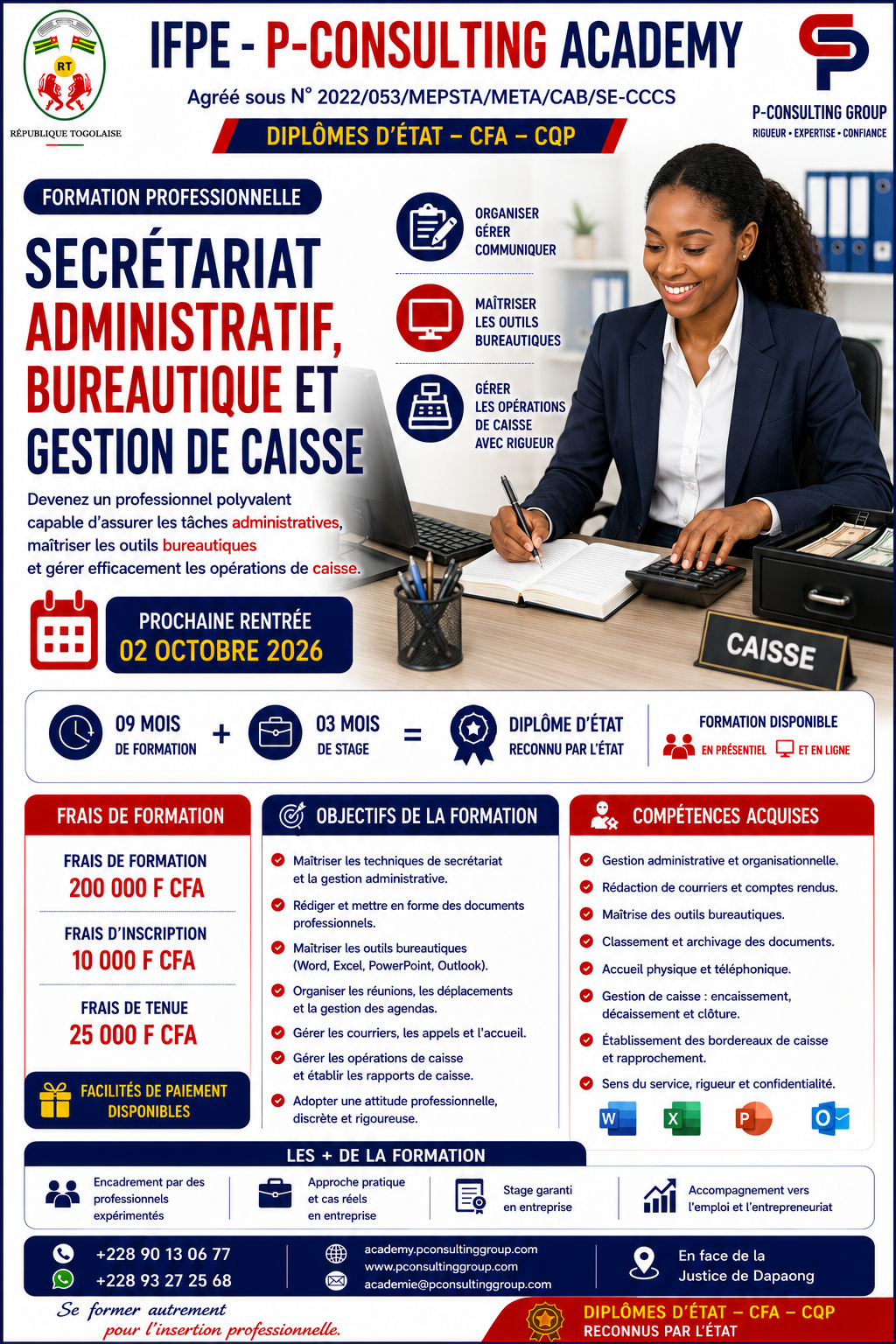 Affiche — Secrétariat Administratif, Bureautique et Gestion de Caisse