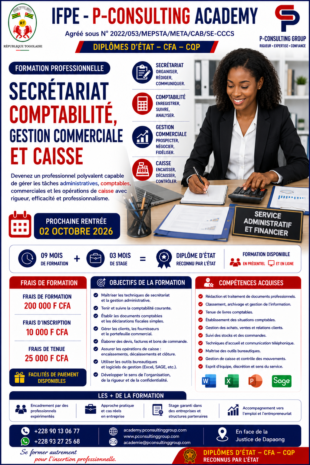 Affiche — Secrétariat Comptabilité, Gestion Commerciale et Caisse